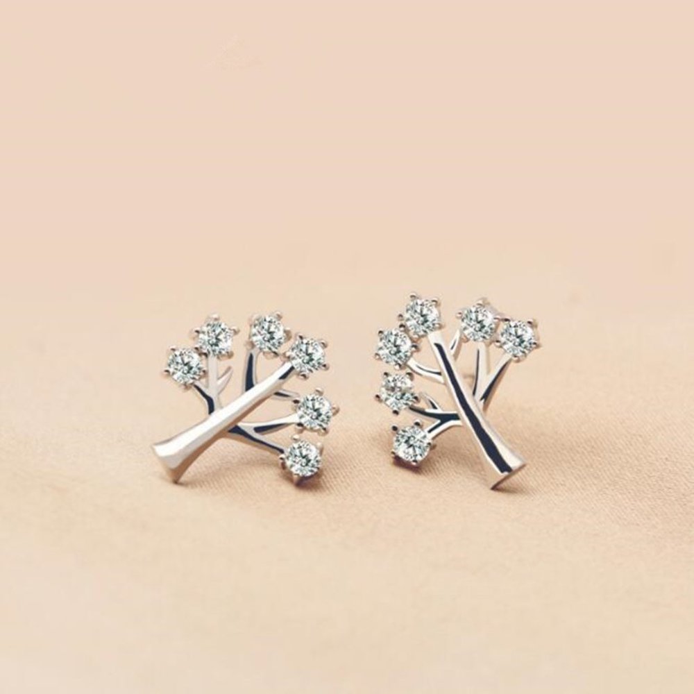 925 Sterling Silver tree of life Stud Earrings